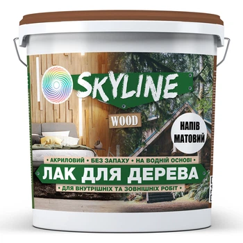 Лак для дерева акриловый Skyline Wood Прозрачный Полуматовый 3л