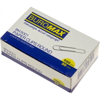 Скріпки 50 мм Buromax 100 шт. нікельовані 5001