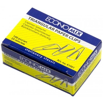 Скріпки 25 мм Economix 100 шт трикутні Е41001