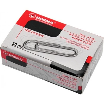 Скріпки Norma 50 мм 100 шт. прямі 4739/04101050
