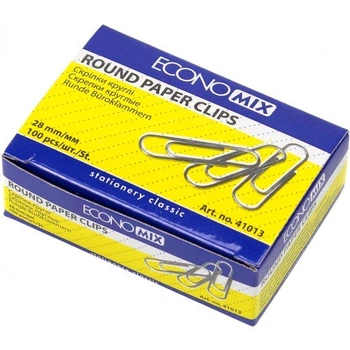 Скріпки Economix 28 мм 100 шт круглі Е41013