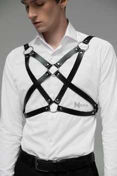 Портупея мужская Nova гартеры кожа натуральная S Черная №463