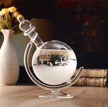 Барометр Штормгласс RESTEQ глобус большой, капля Storm glass на стеклянной подставке (BG)