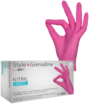 Перчатки нитриловые Ampri Style Grenadine неопудренные Размер M 100 шт Пурпурные (404494941012476)