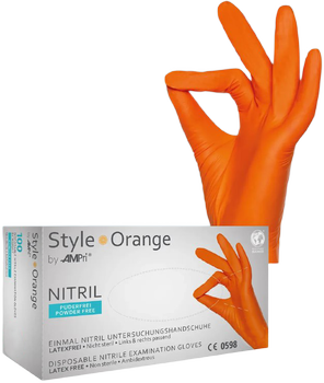Перчатки нитриловые Ampri Style Orange неопудренные Размер XS 100 шт Оранжевые (4044941008714)