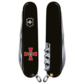 Ніж Victorinox Huntsman Army Black "Емблема ЗСУ" (1.3713.3_W0010u)