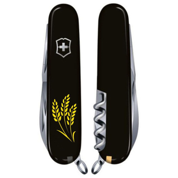 Нож Victorinox Climber Ukraine Black "Колосся Пшениці" (1.3703.3_T1338u)