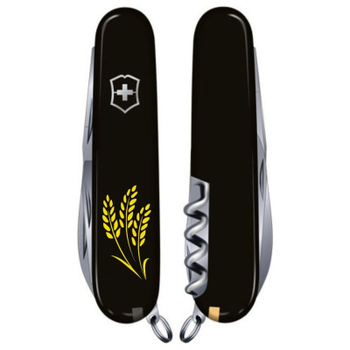 Ніж Victorinox Climber Ukraine Black "Колоси пшениці" (1.3703.3_T1338u)