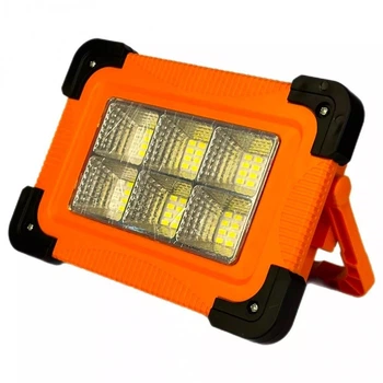 Аккумуляторный LED Светодиодный прожектор LED Charging Working Lamp с солнечной панелью и павербанком 6000 mah оранжевый Без Бренда (756279)