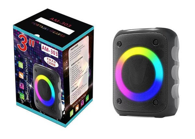 Портативная колонка музыкальная AM-303 Bluetooth/USB/SD/Радио/Светомузыка
