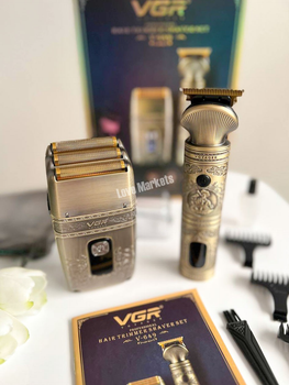 Набор для бритья триммер со сменными насадками и электробритва VGR V-649 для бритья бороды и усов шейвер для идеальной гладкости
