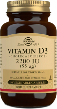Solgar witamina D3 2200 IU (55 mg), 50 kapsułek wegetariańskich (33984033160)