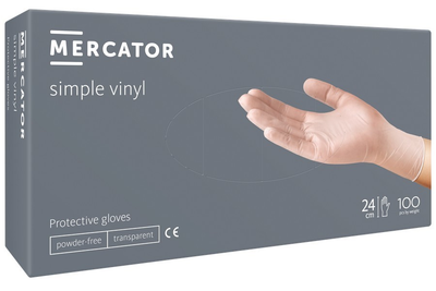 Рукавички вінілові Mercator Simple Vinyl нестерильні неприпудрені прозорі S 100 шт