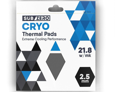 Термопрокладка SubZero CRYO 100x100x2.5 мм SubZero Thermal Pad 21.8 W/mK сіра