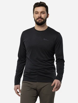 Спортивна кофта чоловіча Jack Wolfskin Sky Thermal L/S M 1808682-6000 L Чорна (4064993866193)