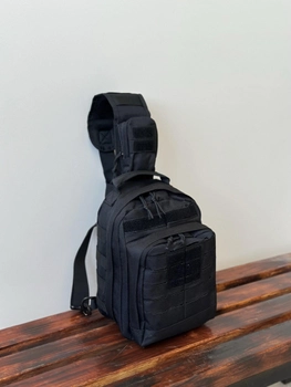 Однолямковий міський рюкзак барсетка сумка слінг SILVER із системою molle на 9 л Black (silver-003-black)