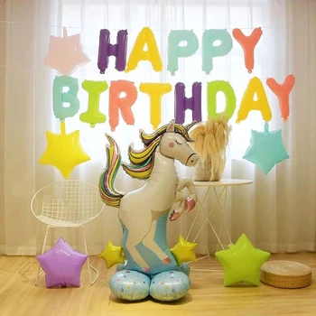 Фотозона Из Шаров Белый Единорог Happy Birthday