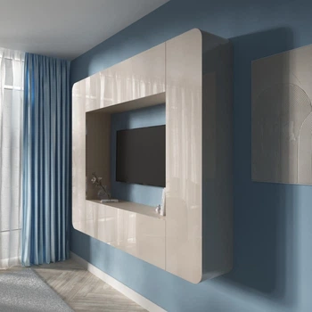 Подвесная гостиная Meblion "Портал-мини" 200х30х160h cm. Цвет кремовый глянец