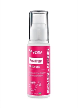Захисний крем для обличчя з малиною та ніацинамідом - Vesna Youth Skin Care Face Cream 60ml (1165920-108714)