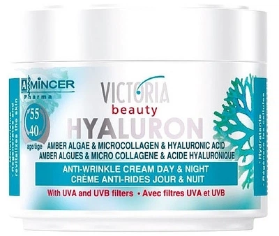 Крем для лица с янтарными водорослями и микроколлагеном - Victoria Beauty Hyaluron Anti Wrinkle Day & Night 40-55 Age 50ml (1201703-121010)
