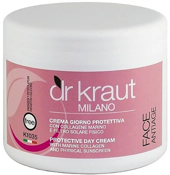 Защитный дневной крем для лица с морским коллагеном - Dr.Kraut Protective Day Cream With Marine Collagen And Physical Sunscreen 500ml (970322-1231621-2)
