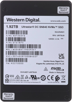 Western Digital Ultrastar DC SN840 NVMe SSD 1.92TB U.2 PCIe 3.1 x4 (0TS1875)