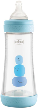 Пляшка для годування Chicco Perfect 5 пластикова з силіконовою соскою 4м+ 300 мл Блакитна (20235.20.40)