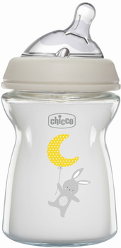 Пляшка для годування Chicco Natural Feeling скляна з силіконовою соскою 0м + 250 мл (81221.30) (8058664153466)
