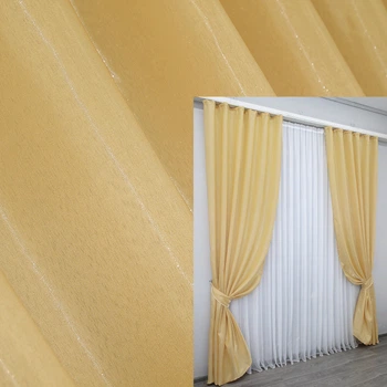 Комплект готовых штор VR-Textil Атлас Монорей № 801ш Золотистый 100х270 см 2 шт (31-511)