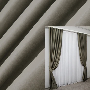 Комплект готовых штор VR-Textil Бархат Kadife № 1130ш болотный 150х275 см 2 шт (30-947)