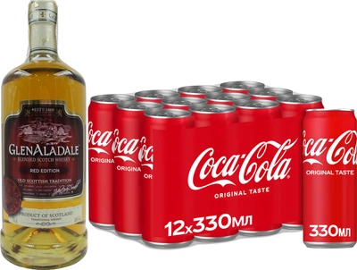 Віскі GlenAladale Red Edition 40% 0.7 л + Упаковка безалкогольного напою Coca-Cola 0.33 л х 12 шт