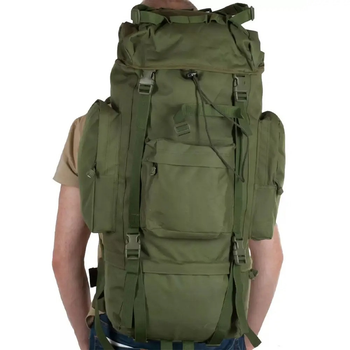Рюкзак армійський з підсумками на 70 л, A21, (65х16х35 см), Оливковий ART 8145