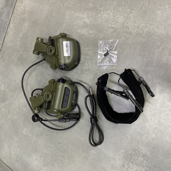Навушники тактичні Earmor M32X Mark3, активні, з кріпленням на шолом і знімним мікрофоном, колір Олива (243816)