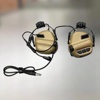 Навушники тактичні Earmor M32H, активні, з кріпленням на шолом і знімним мікрофоном, NRR 22, колір Койот (243815)