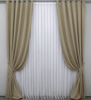 Комплект штор VR-Textil Sparta мікровелюр №1196ш Бежевий 150х290 см 2 шт (33-0019)