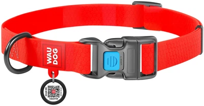 Нашийник для собак водостійкий WAUDOG Waterproof c QR паспортом пластикова пряжка-фастекс Ш 20 мм Дов 28-40 см Червоний (27453Collar)