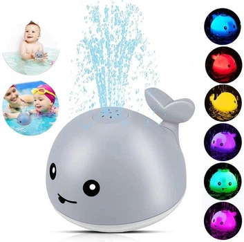 Игрушка для купания детей Кит с фонтаном и LED подсветкой для ванной от 3 лет