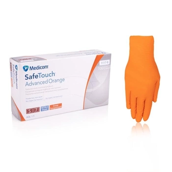 Помаранчеві нітрилові рукавички Medicom SafeTouch Advanced Orange 100шт/уп