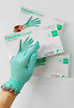 Нитриловые смотровые перчатки Ceros плотность 3.5 г. - Зеленые