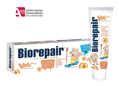 Детская зубная паста Biorepair Kids 0-6 "Веселый мышонок"|вкус Персик |50 мл (Без Фтора)|0-6 лет