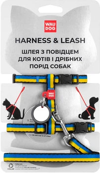 Шлея для собак Collar WAUCAT Nylon анатомічний з QR паспортом, малюнок "Colors of freedom" XS (5510-4020Collar)
