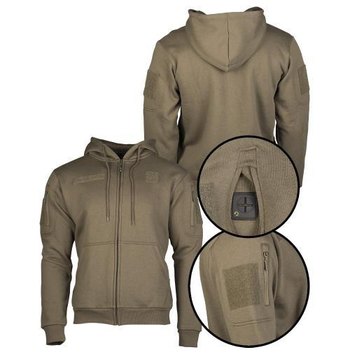 Реглан з капюшоном на блискавці Mil-tec Tactical hoodie Olive 11472012-3XL