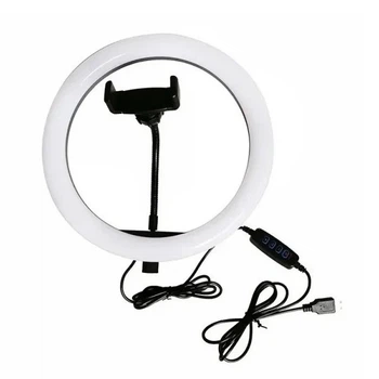 Кольцевая LED лампа LC-300 с 1 креплением для телефона и USB Черный 10 Вт (SN9QI11812)