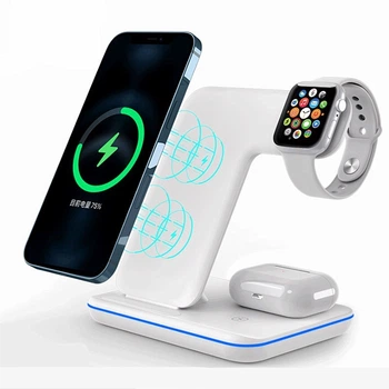 Беспроводная док-станция Wireless Charger Z5 3А 3-в-1 (15W Fast) для смартфона / Apple Watch / AirPods White