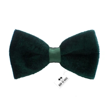 Бабочка Bow Tie House велюровая изумрудного цвета с атласом 09603