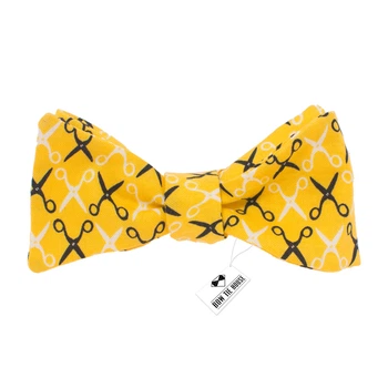 Краватка-метелик Bow Tie House жовта з ножицями американський бавовна 08499