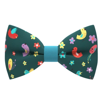 Метелик Bow Tie House синьо-зеленого відтінку з пташками та квіточками 09283