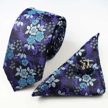 Галстук Bow Tie House ярко-фиолетовый изысканный в наборе с платком и запонками 08700