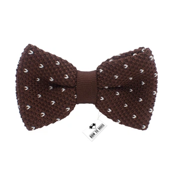 Метелик Bow Tie House в'язаний коричневий в білу гачку 02316
