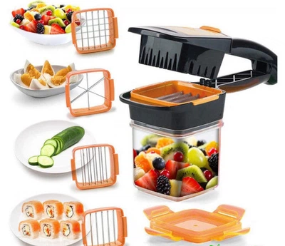 Набір для швидкого нарізування Nicer Dicer Quick 5 в 1 з контейнером овочерізка, яйцерезка Помаранчевий Найсер Дайсер (FG22)